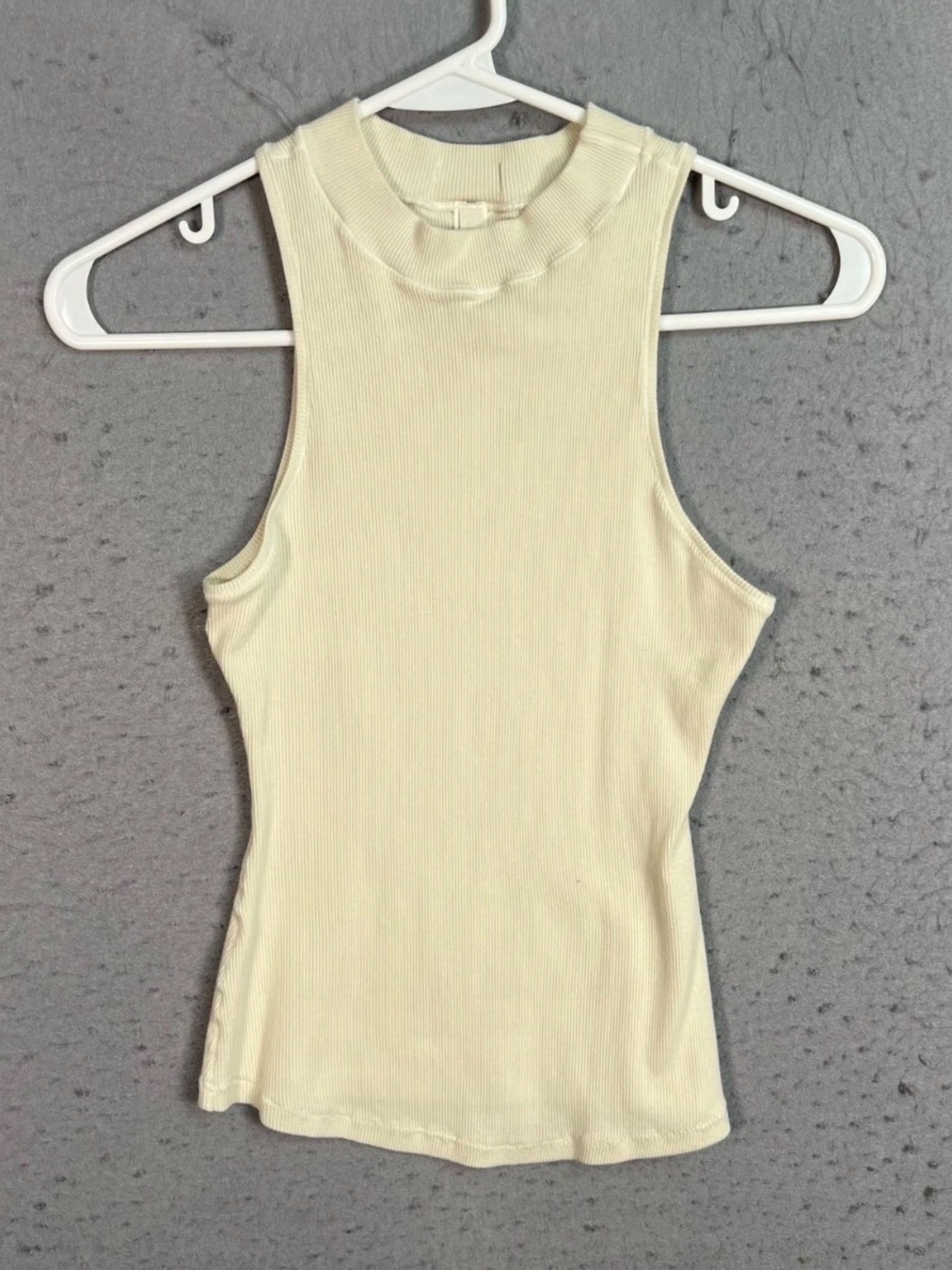 SKIMS Cream Ribbed Mock Neck Tank